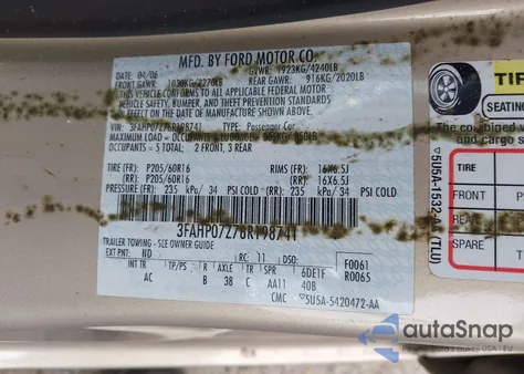 2006 Ford Fusion Se from USA, damaged, VIN 3FAHP07Z76R198741